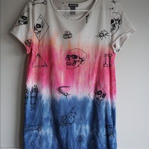 Custom Tie Dye Skull Tattoo Print Tee